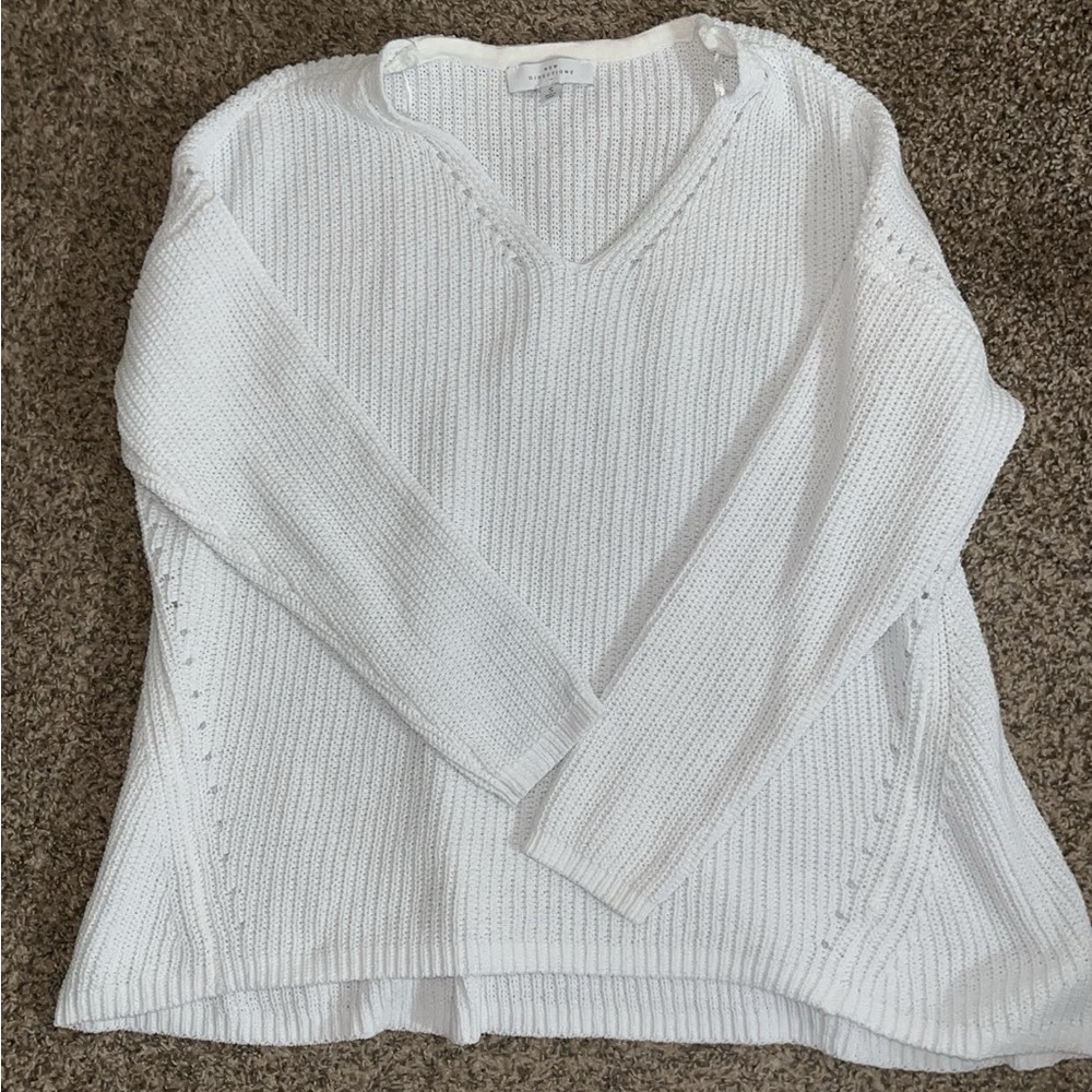 New Directions White V-Neck Sweater